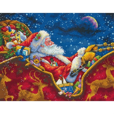 Gold Collection Santa's Midnight Ride Counted Cross Stitch Kit